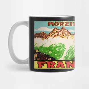 SKIING MORZINE FRANCE VINTAGE TRAVEL SKI MOUNTAINS Distressed Mug